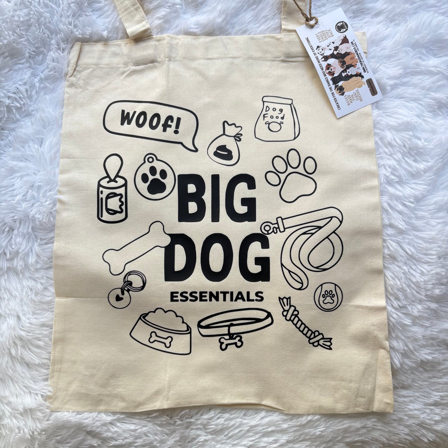 Big Dog Essentials Cotton Canvas Reusable Grocery Shopping Blank Tote Bag 13" x 17"