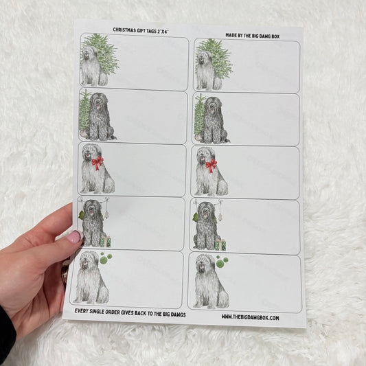 Old English Sheepdog Holiday Labels Dog Christmas Gift Tag Stickers To/From Stickers for Presents Custom Dog Lover Gift Tags
