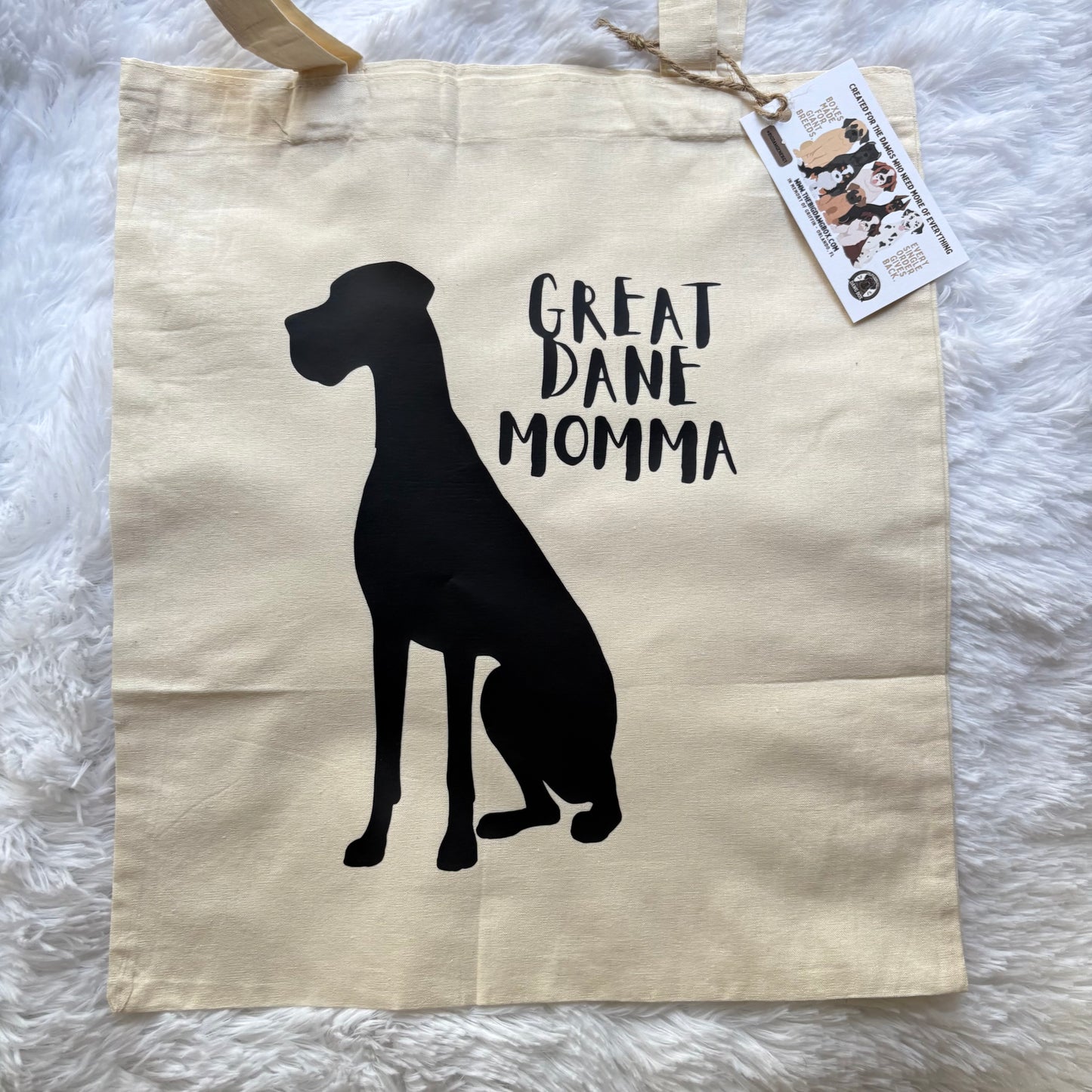 Great Dane Mom Giant Breed Big Dog Essentials Cotton Canvas Reusable Grocery Shopping Blank Tote Bag 13" x 17"
