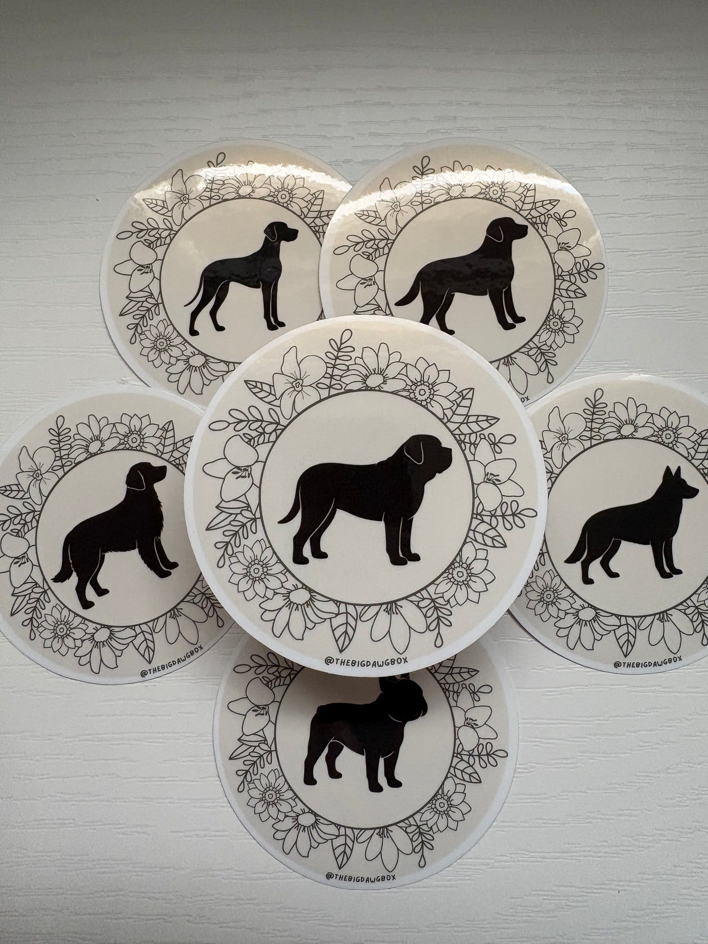 Floral Dog Breed Sticker Circle