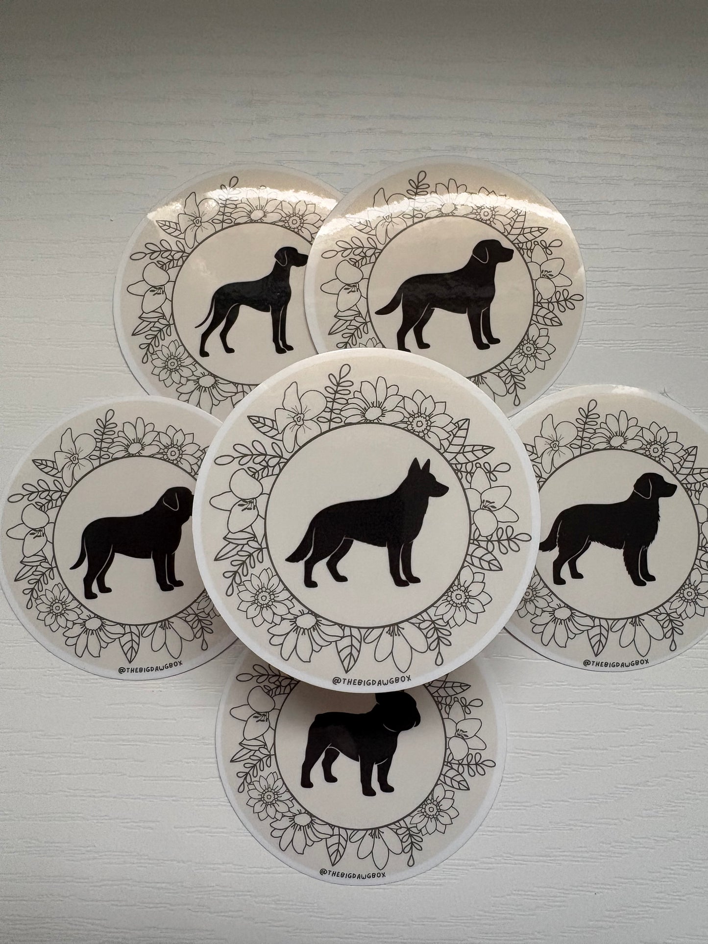 Floral Dog Breed Sticker Circle