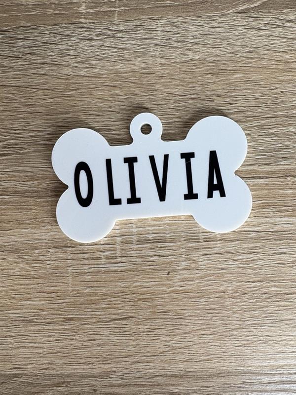 Customizable Dog Name Tag Acrylic Minimalistic Bone Ornament