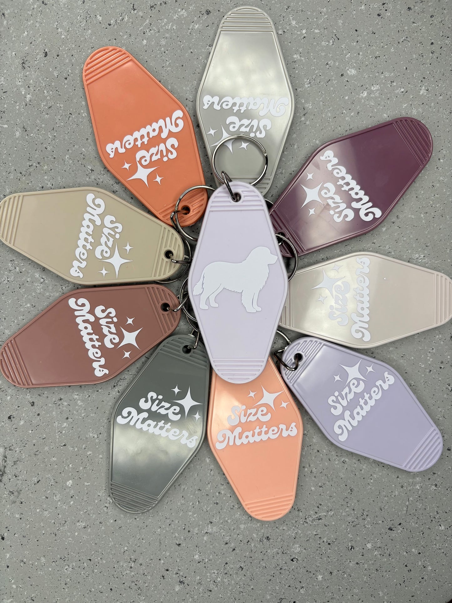 Size Matters Big Dog Motel Keychain Personalized Dog Mom Gift Under $5