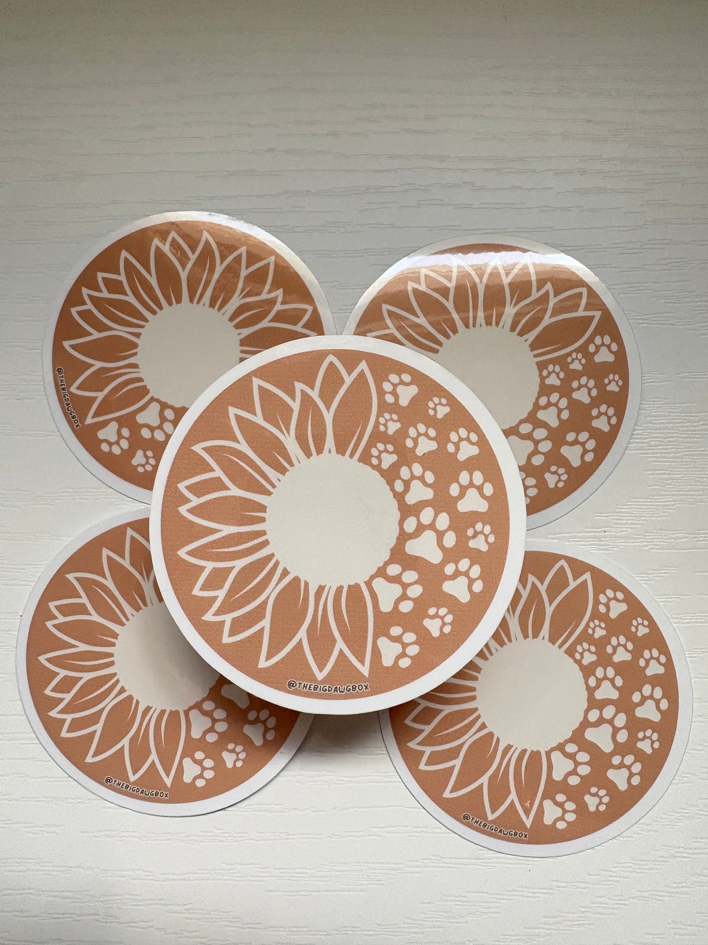 Sunflower Paw Print Pink Sticker