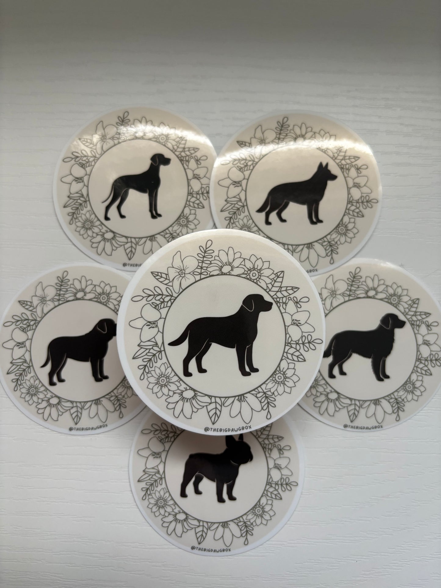 Floral Dog Breed Sticker Circle