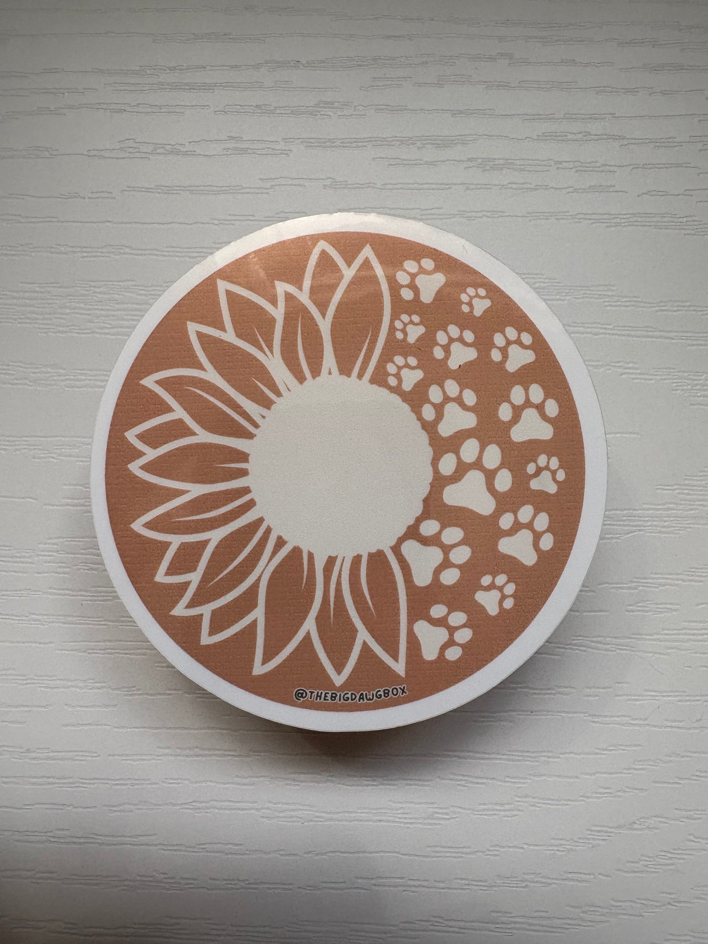 Sunflower Paw Print Pink Sticker