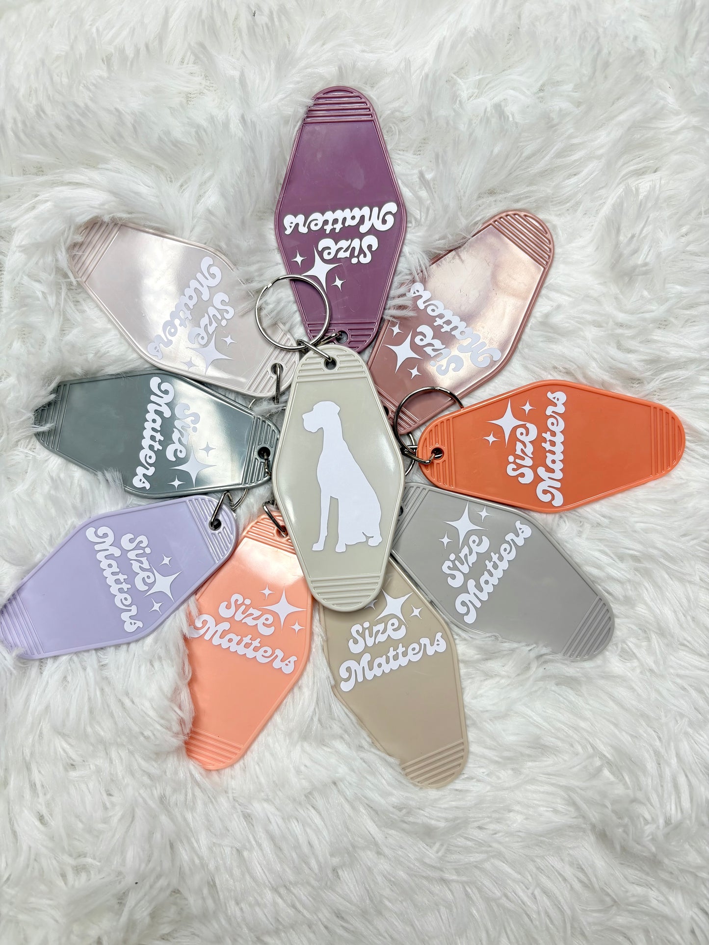 Size Matters Big Dog Motel Keychain Personalized Dog Mom Gift Under $5