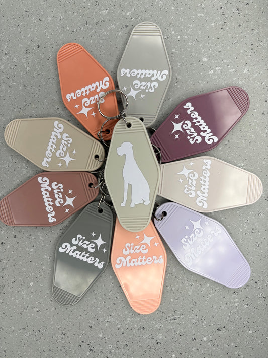 Size Matters Big Dog Motel Keychain Personalized Dog Mom Gift Under $5