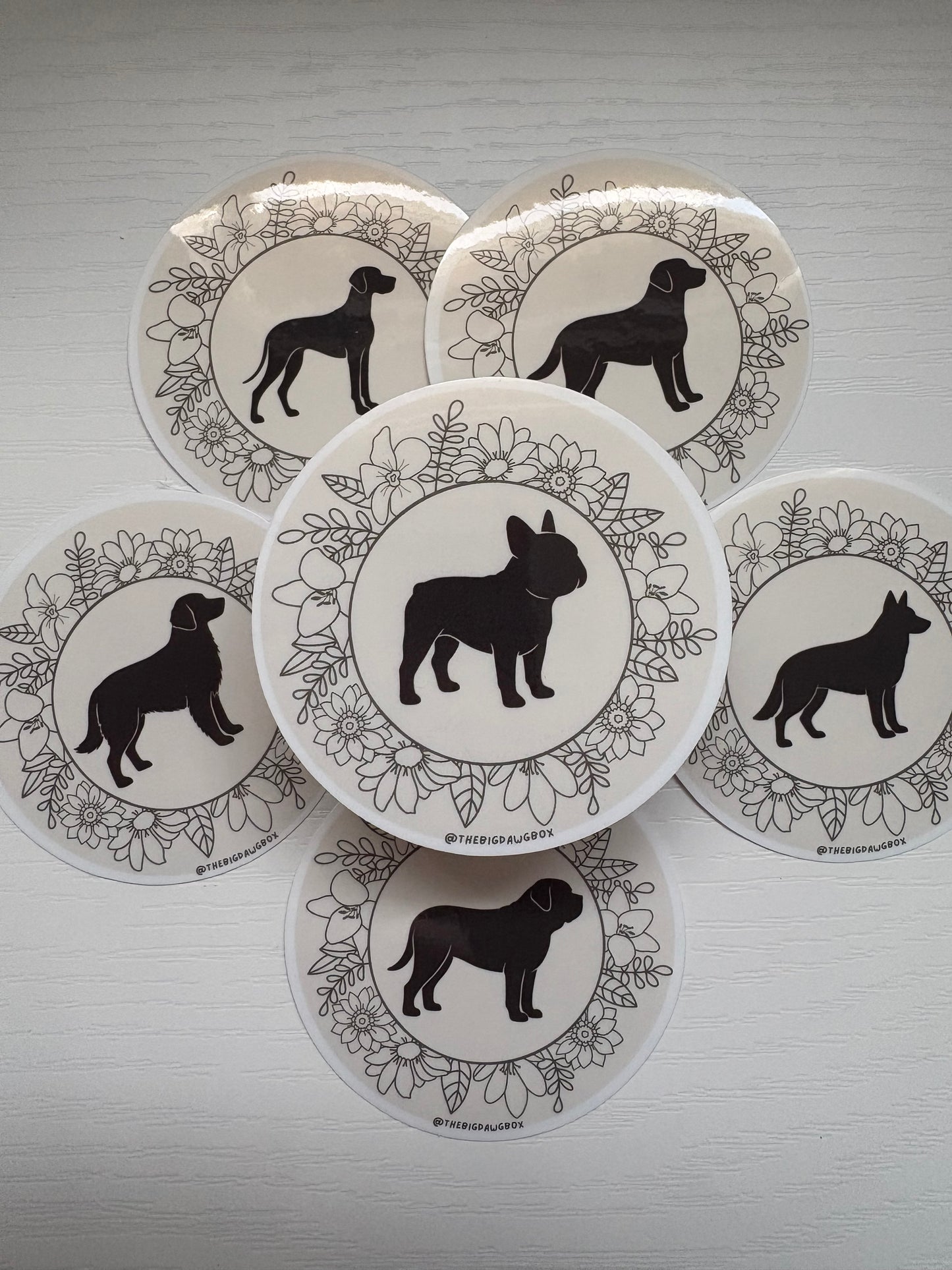 Floral Dog Breed Sticker Circle