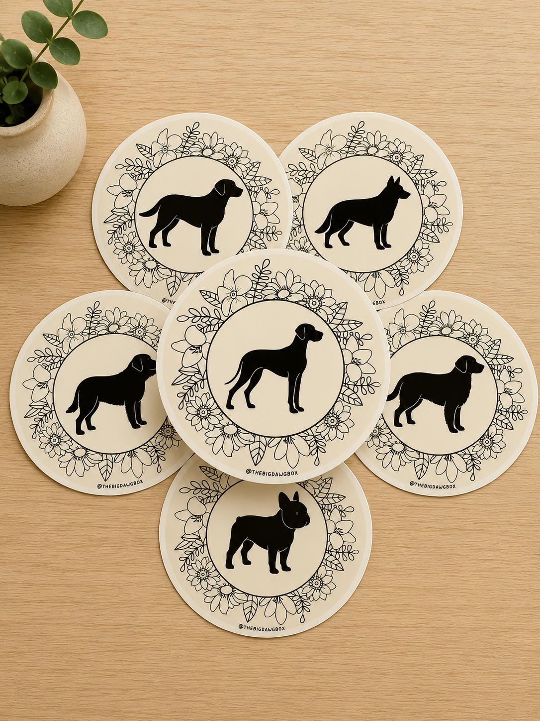 Floral Dog Breed Sticker Circle