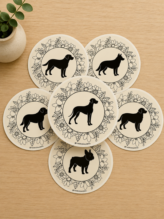 Floral Dog Breed Sticker Circle
