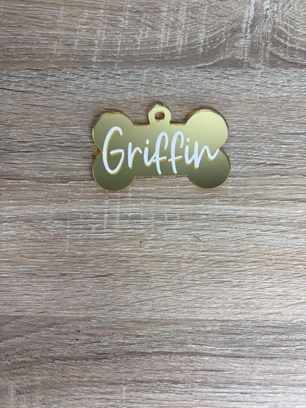 Customizable Dog Name Tag Acrylic Minimalistic Bone Ornament