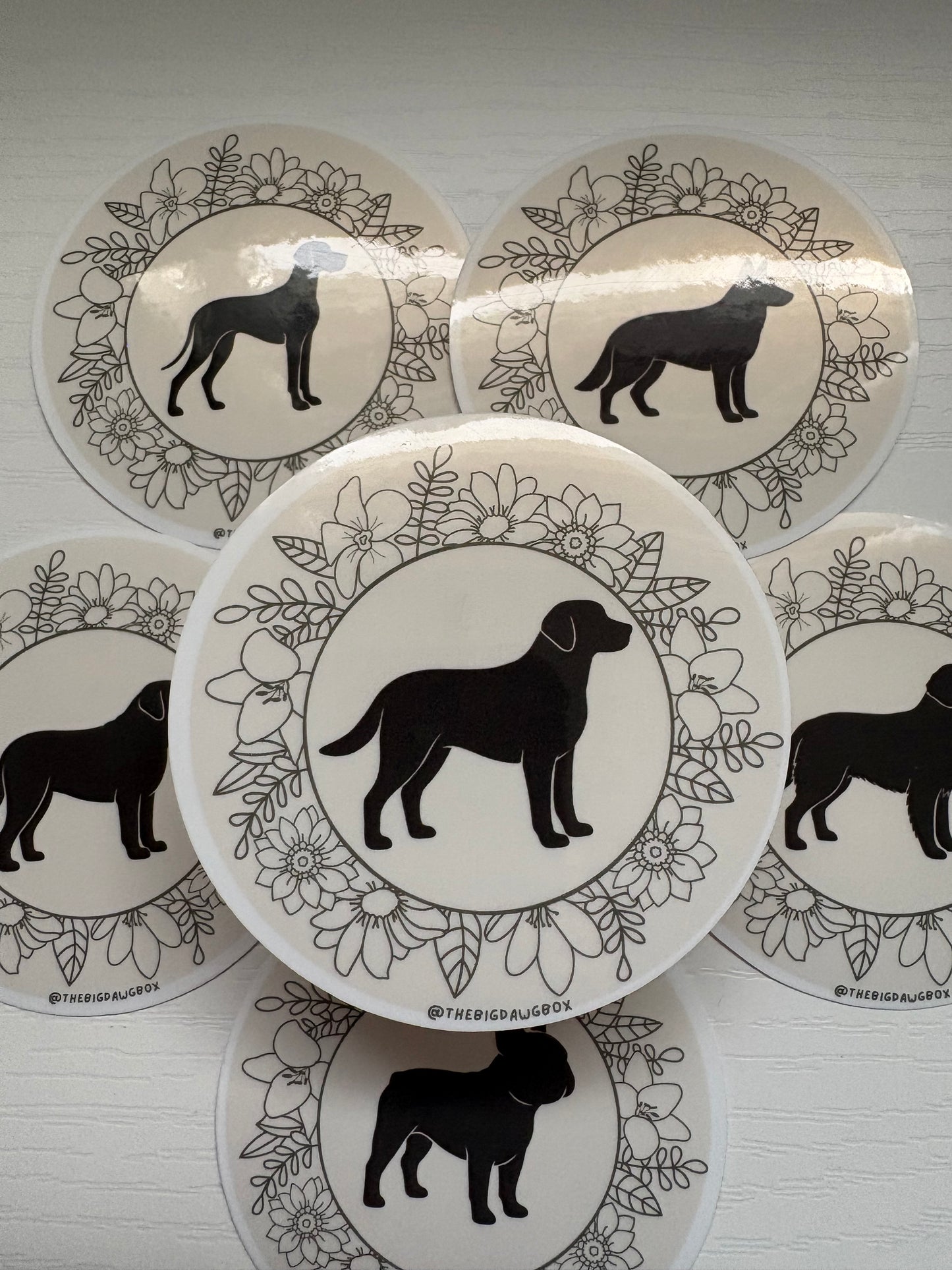 Floral Dog Breed Sticker Circle