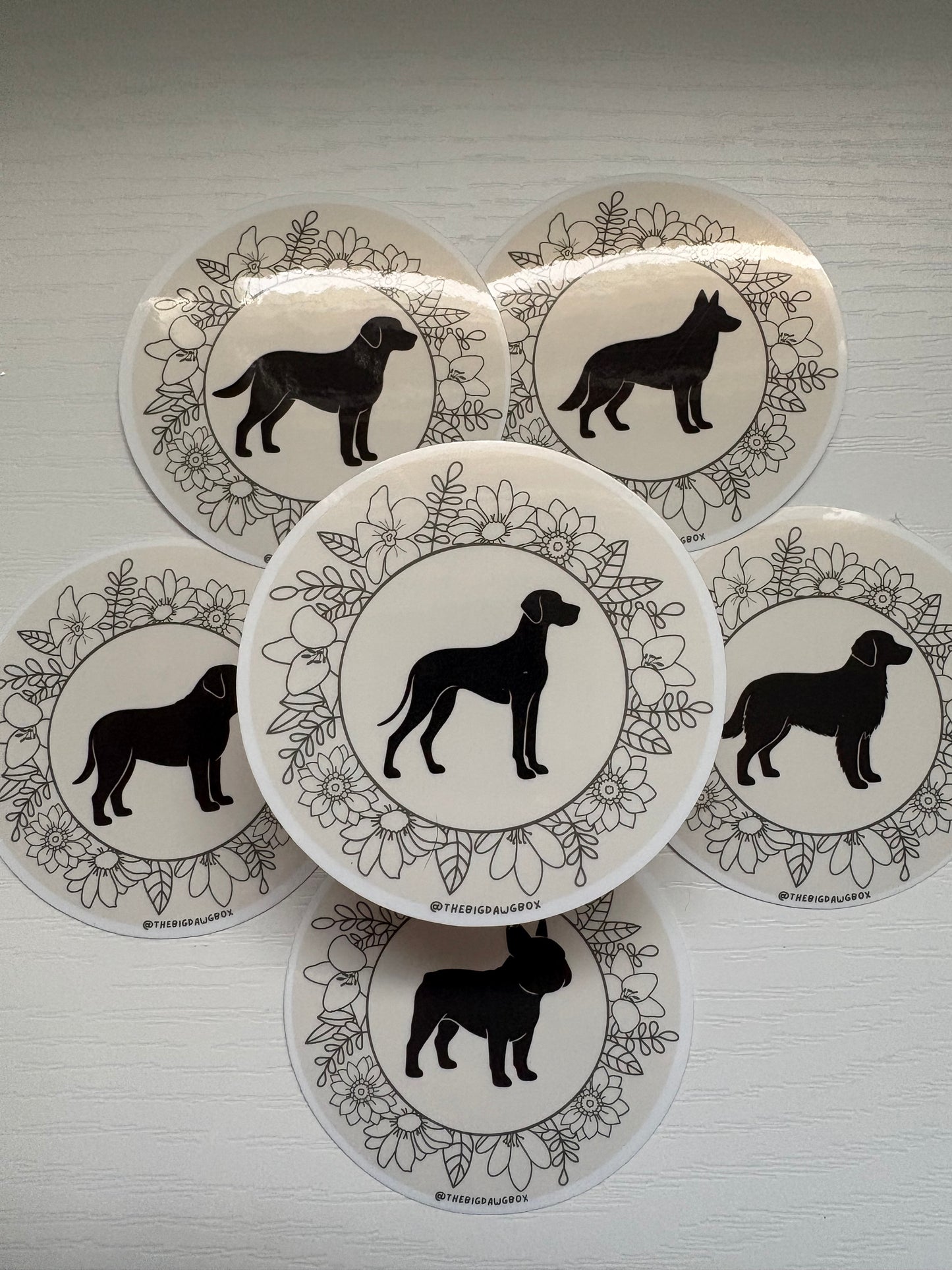 Floral Dog Breed Sticker Circle