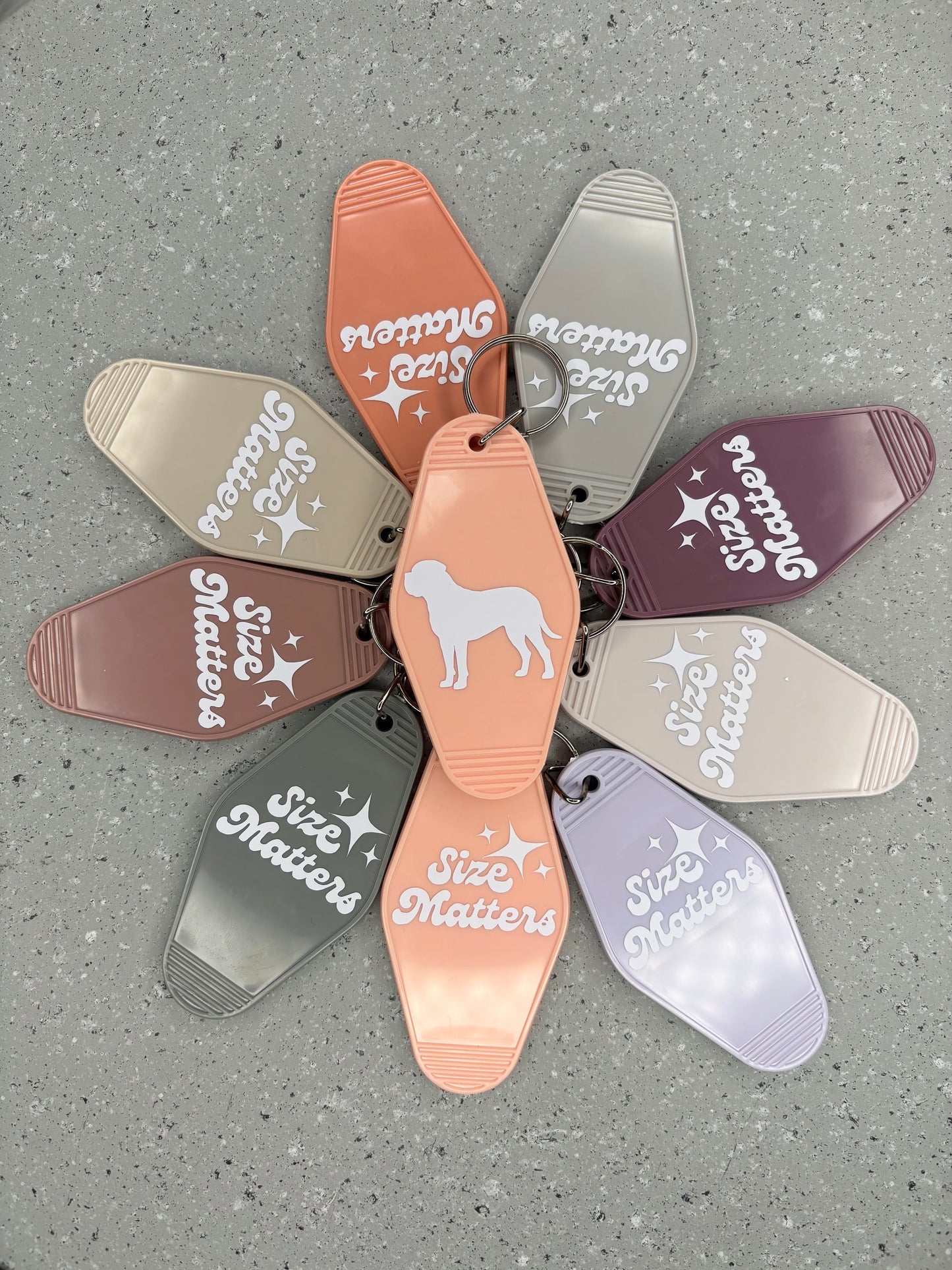 Size Matters Big Dog Motel Keychain Personalized Dog Mom Gift Under $5