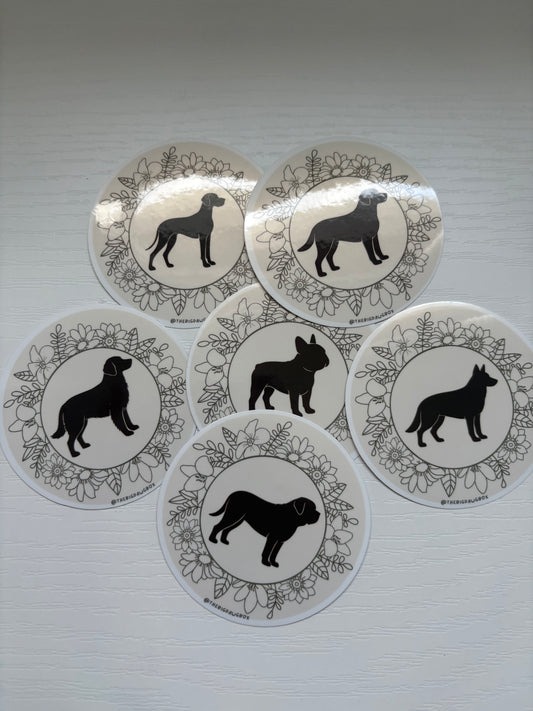 Floral Dog Breed Sticker Circle