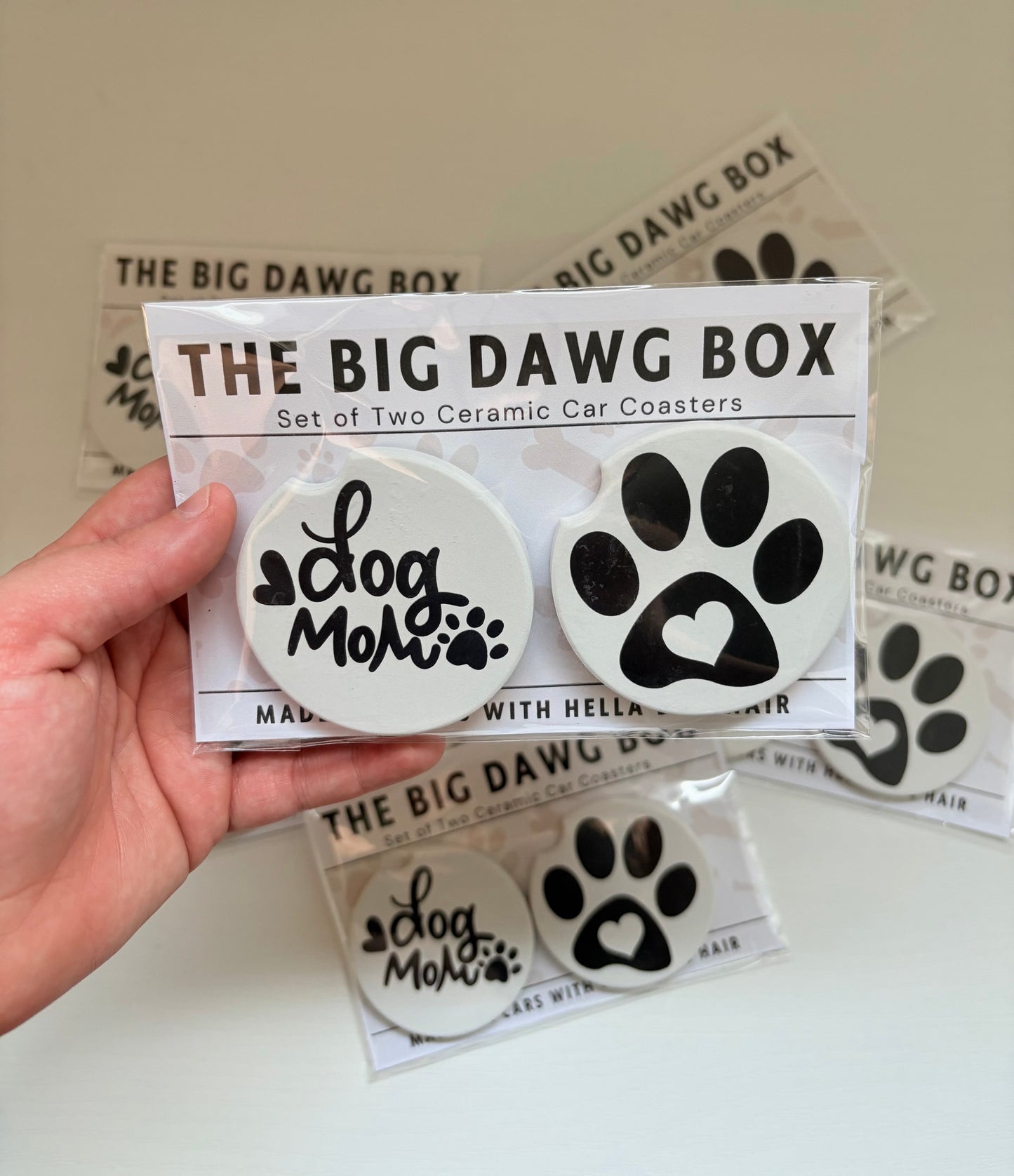 Dog Mom Ceramic Car Coaster Set
