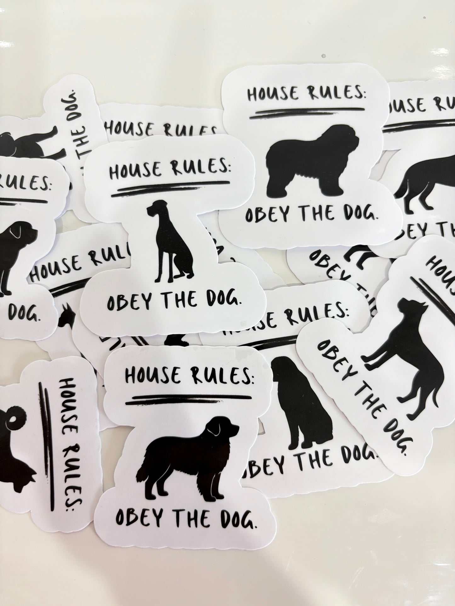 House Rules Dog Breed Specific Minimalistic Stickers