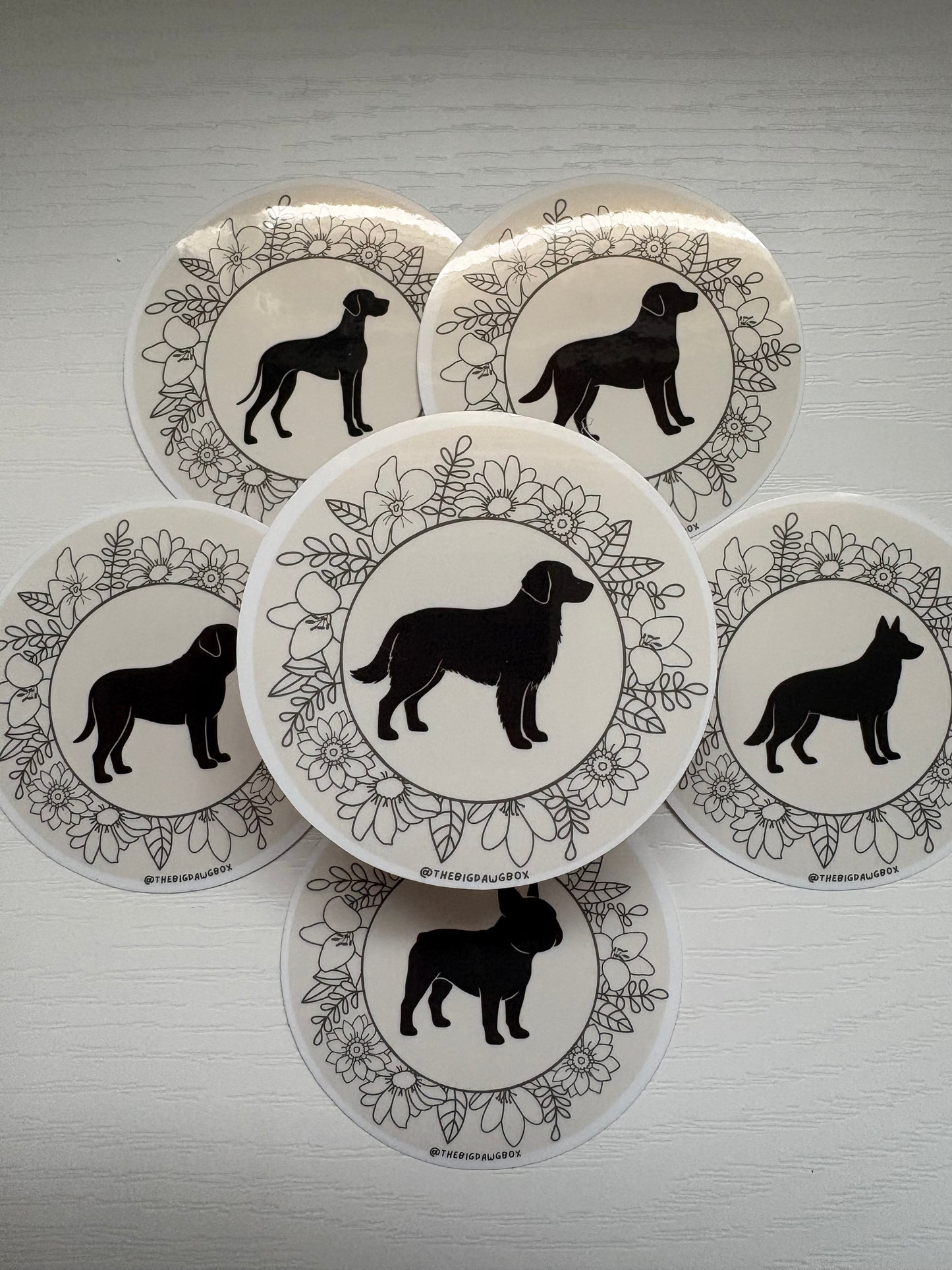 Floral Dog Breed Sticker Circle
