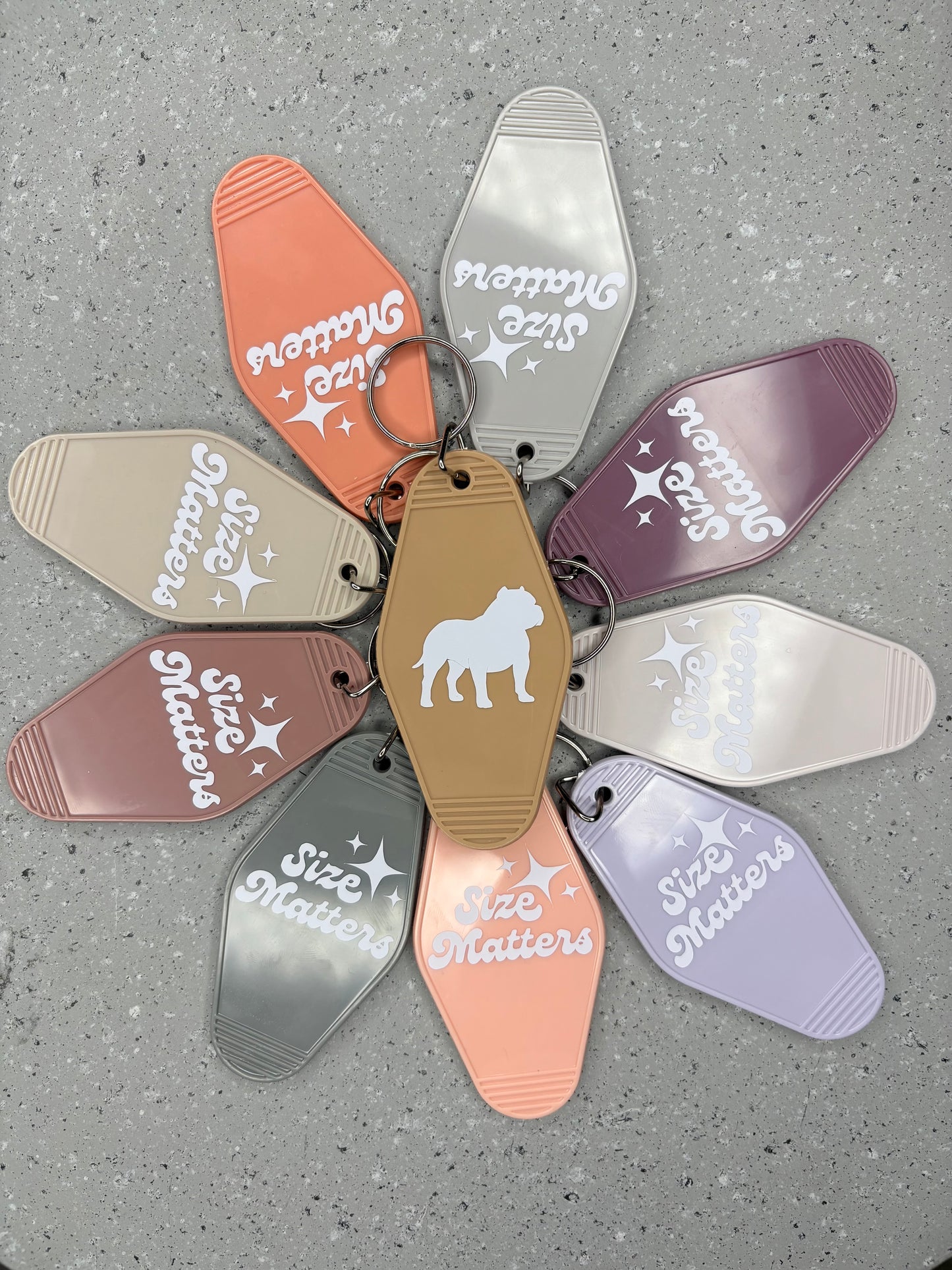 Size Matters Big Dog Motel Keychain Personalized Dog Mom Gift Under $5