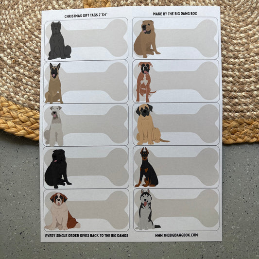 Giant Breed Print Holiday Labels Dog Christmas Gift Tag  Stickers To/From Stickers for Presents Custom Dog Lover Gift Tags