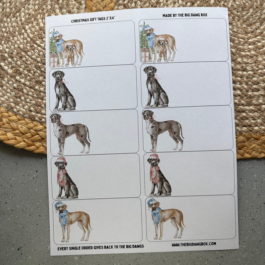Great Dane Christmas Dog Print Holiday Labels Dog Christmas Gift Tag Stickers To/From Stickers for Presents Custom Dog Lover Gift Tags