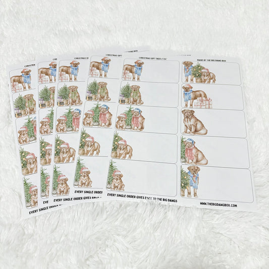 French Mastiff Bordeaux Christmas Dog Print Holiday Labels Dog Christmas Gift Tag Stickers To/From Stickers for Presents Custom Dog Lover Gift Tags
