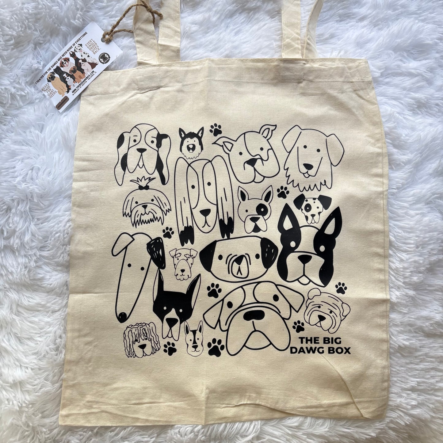 Big Dog Giant Breed Essentials Cotton Canvas Reusable Grocery Shopping Blank Tote Bag 13" x 17"