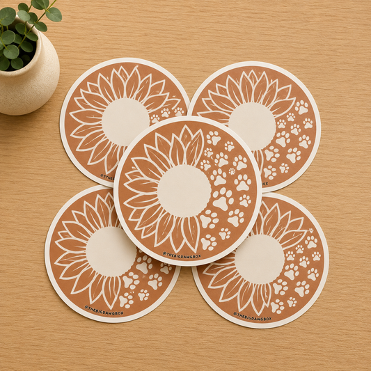 Sunflower Paw Print Pink Sticker
