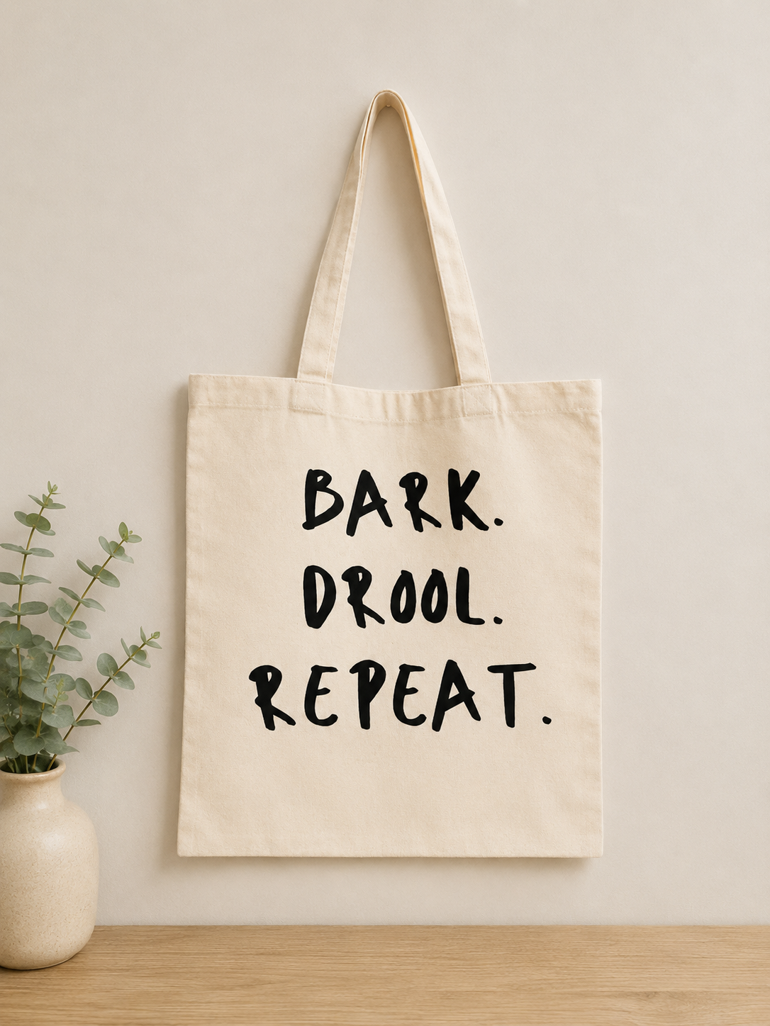 Funny Dog Tote Bag | “Bark Drool Repeat” Canvas Tote Gift